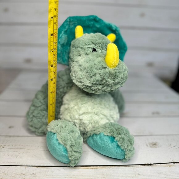 Demdaco Nat & Jules Drake the Mellow Fellows Green & Blue 11" Triceratops Plush - Picture 9 of 10